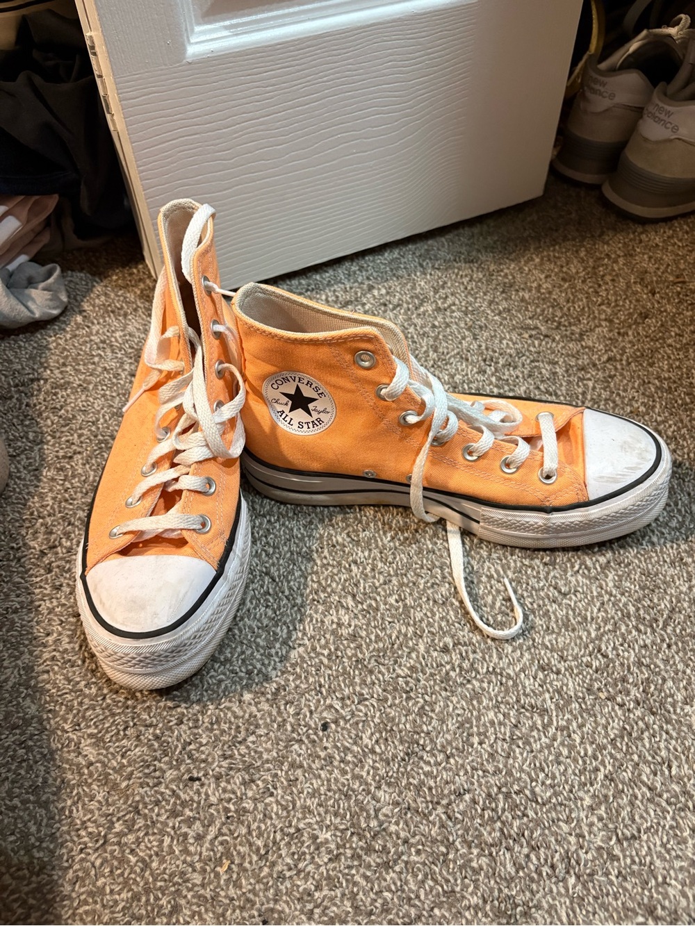 Converse Orange High Top Chuck Taylor Platform Sneakers